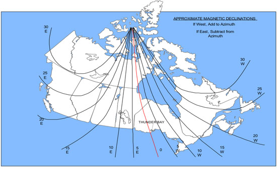 Magnetic Deviation Chart for Canada