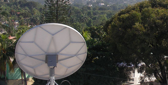 V-Sat installation in Port-au-Prince, Haiti (back of iDirect system)